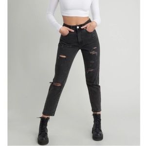 Garage Denim~Women’s/Juniors Super Skinny Distressed Black Jeans with Holes~Sz 7